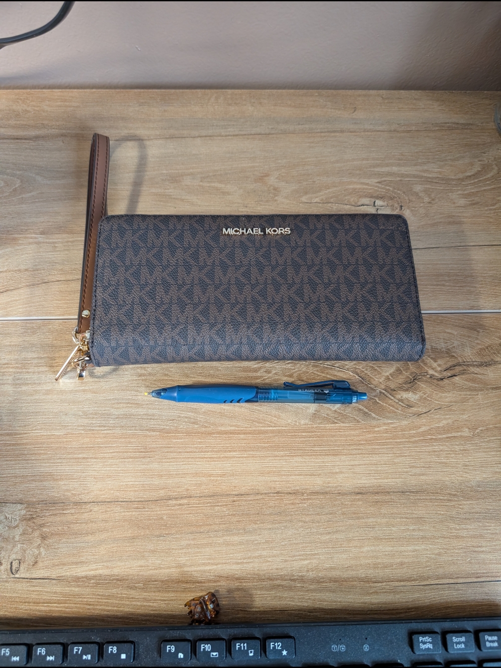 Michael Kors Brown Signature Zip Wristlet Wallet